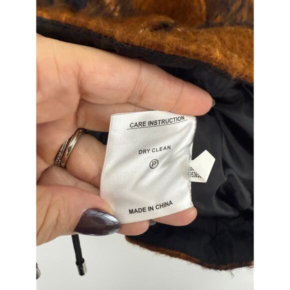 Nine West Plaid Cropped Shacket Jacket Women’s XL Brown Black Oversized - Picture 8 of 12